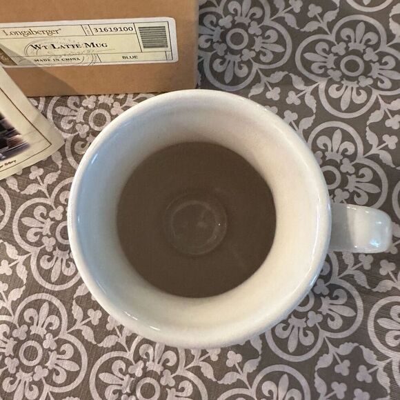 Longaberger Woven Traditions Classic‎ Blue Latte Mug New 5” tall - Picture 3 of 8